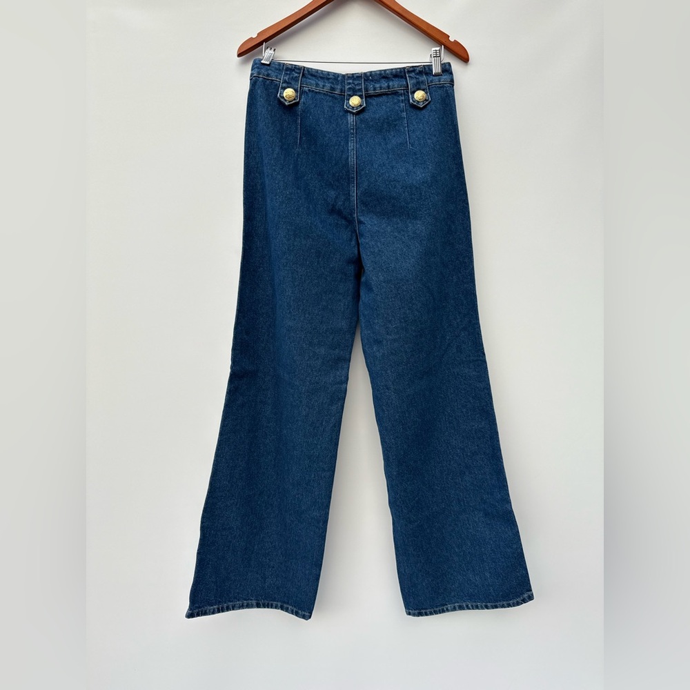 Exquise Aleron Wide Leg Jeans Womens 6 High Rise Button Sailor Blue Denim - Picture 4 of 12